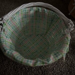 Plaid Lined Wicker Basket